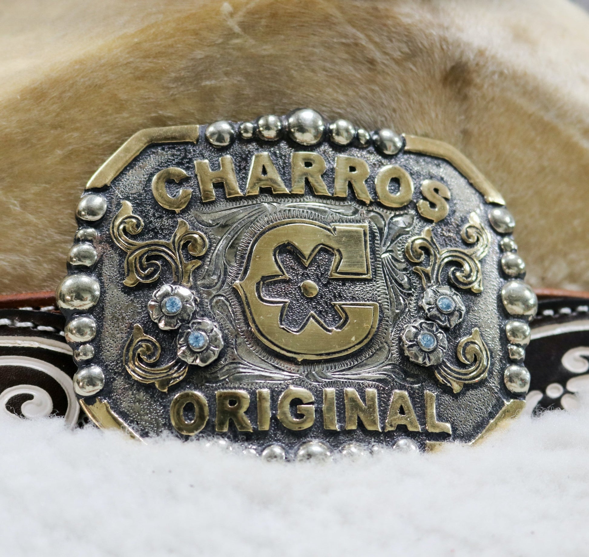 Hebilla Charros Original Custom Buckle (4" x 3.25") - M - Royal Saddles - Belts/Buckles