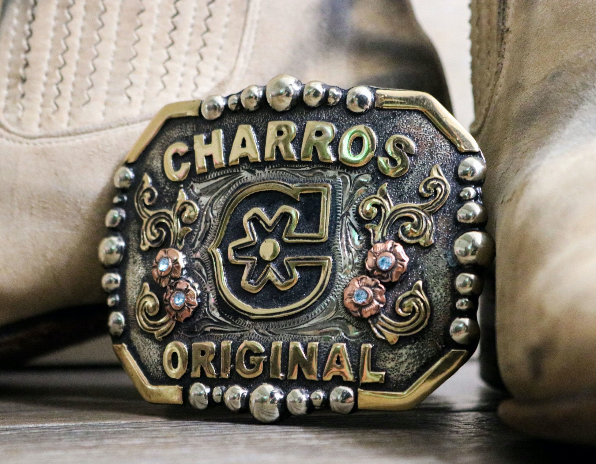 Hebilla Charros Original Logo Buckle (3.75" x 3") - M - Royal Saddles - Belts/Buckles