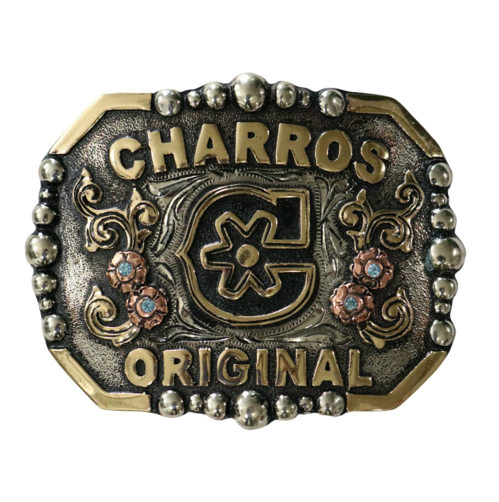 Hebilla Charros Original Logo Buckle (3.75" x 3") - M - Royal Saddles - Belts/Buckles