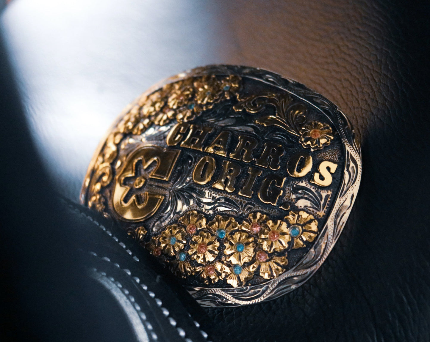 Hebilla Fina Flor Charros Original Show Buckle - M - Royal Saddles - Belts/Buckles