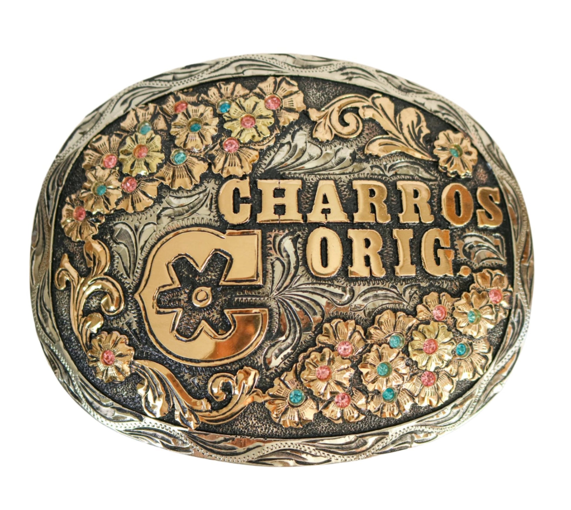 Hebilla Fina Flor Charros Original Show Buckle - M - Royal Saddles - Belts/Buckles