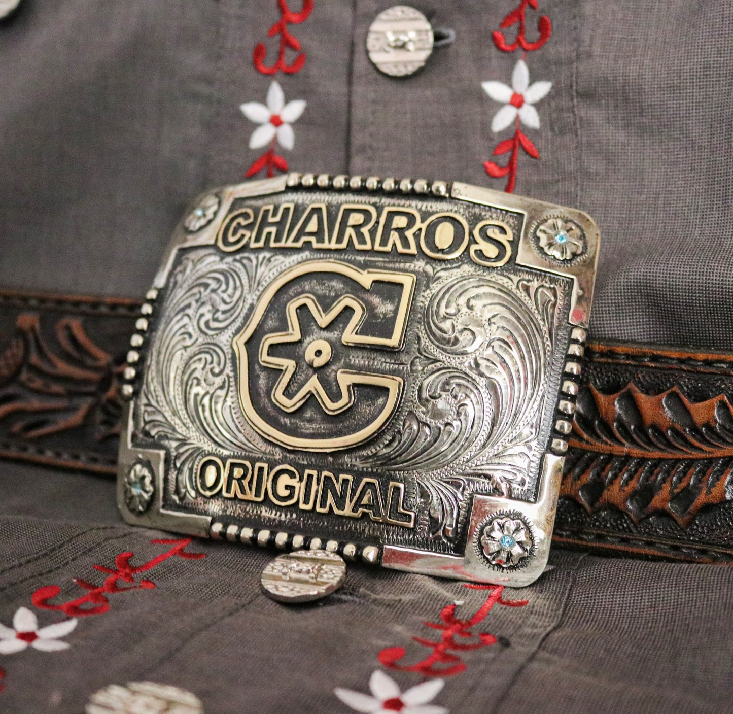 Hebilla Flor “C" Charro Original Belt Buckle - M - Royal Saddles - Belts/Buckles