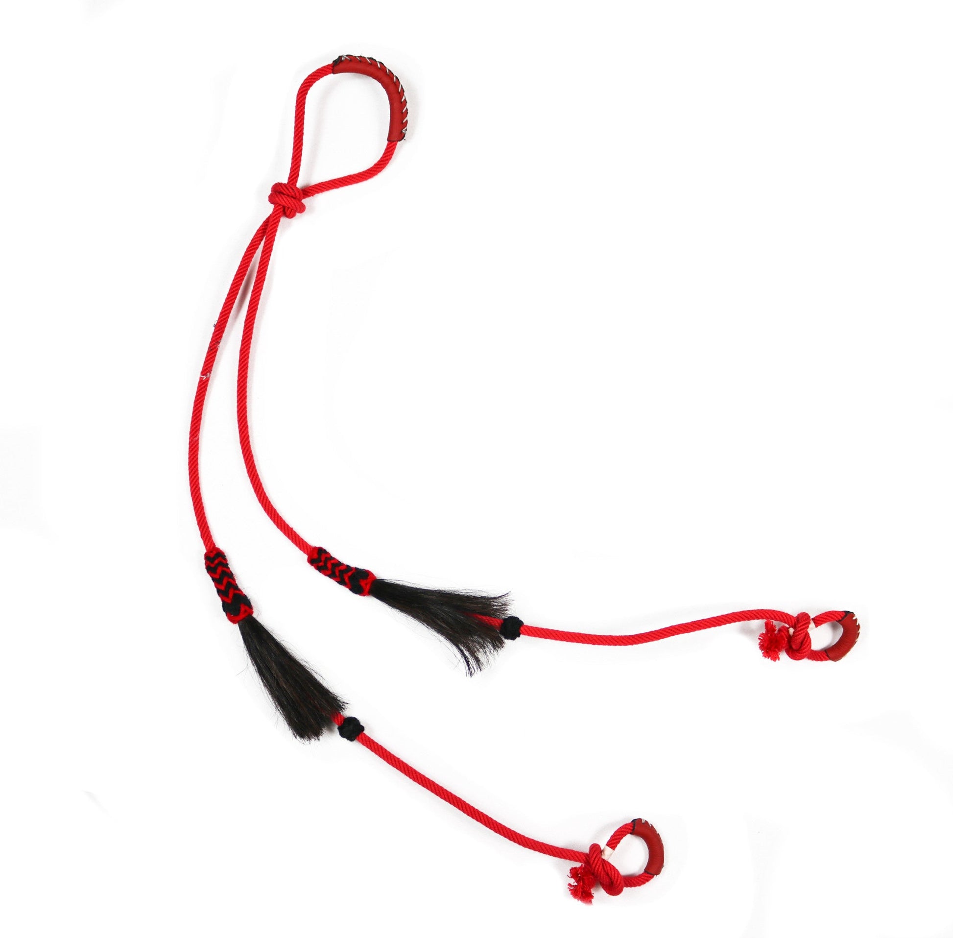 Horse Hair Red Charro Reins Riendas Charras Crines de Caballo Rojo - M - Royal Saddles - Charro Reins