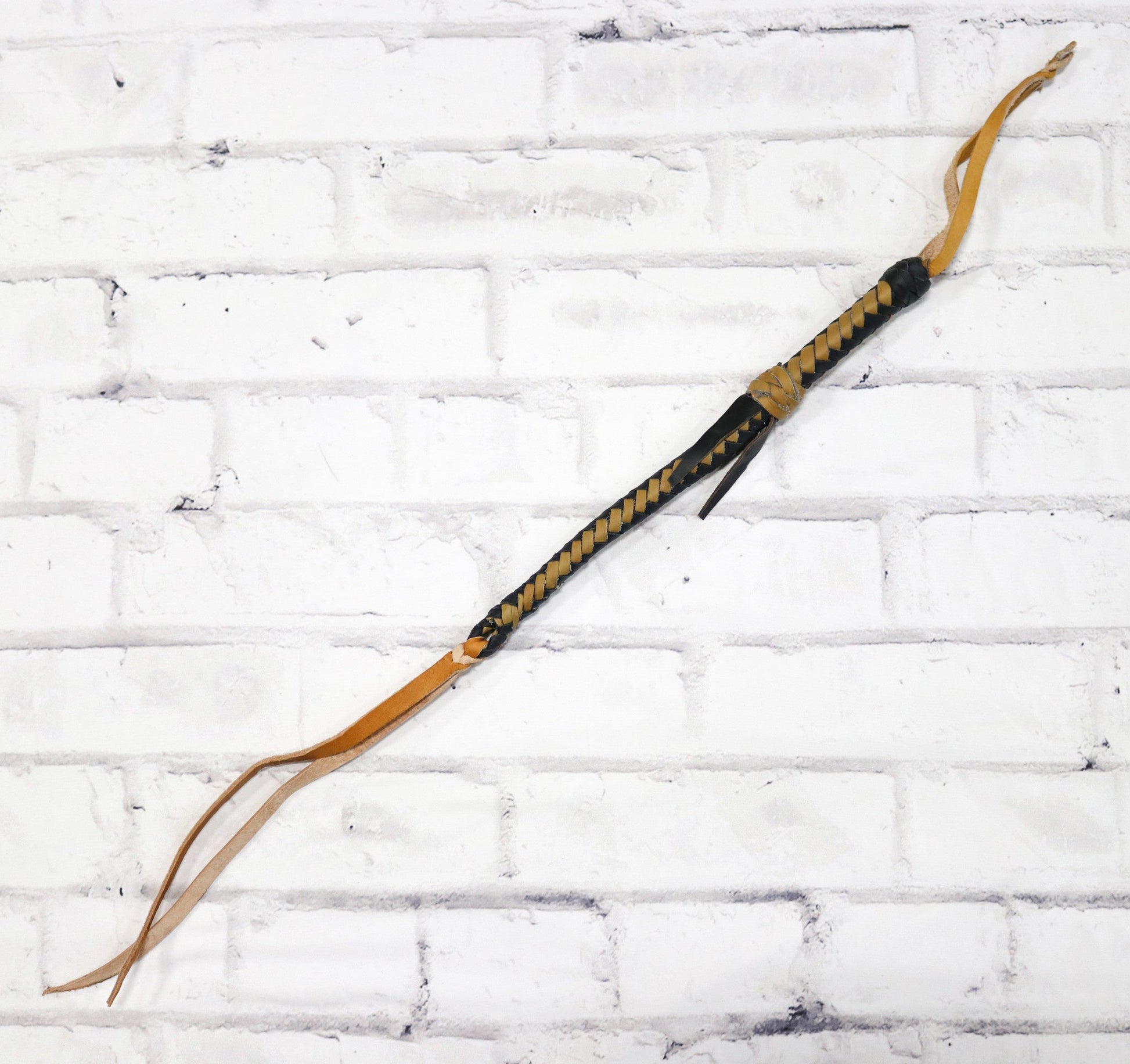 Leather Quirt Genuine Western Whip Tan/Black Design - M - Royal Saddles - Western Quirts/Whips