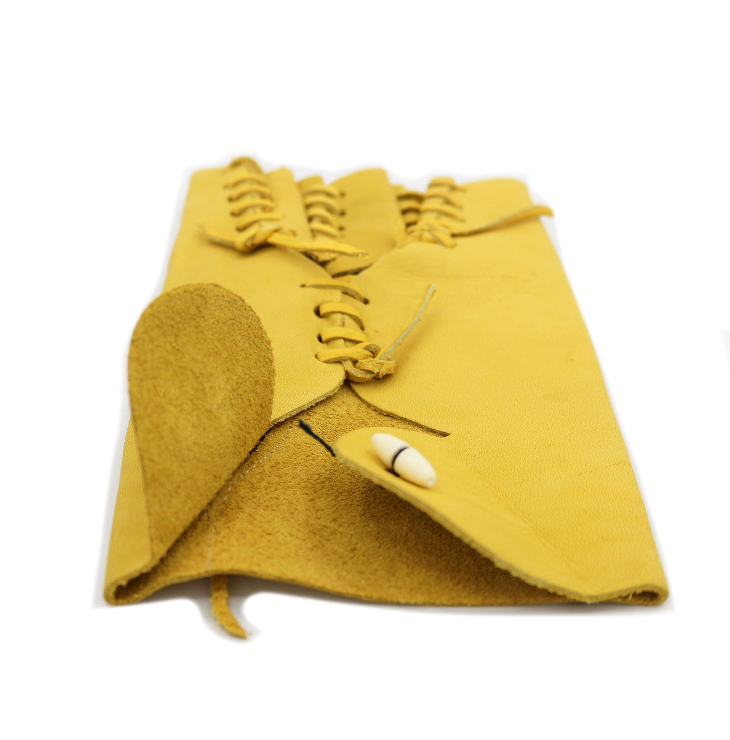 Manilla Amarilla Corta De Piel (Medium) Yellow Leather Glove - M - Royal Saddles - Ropes/Sogas