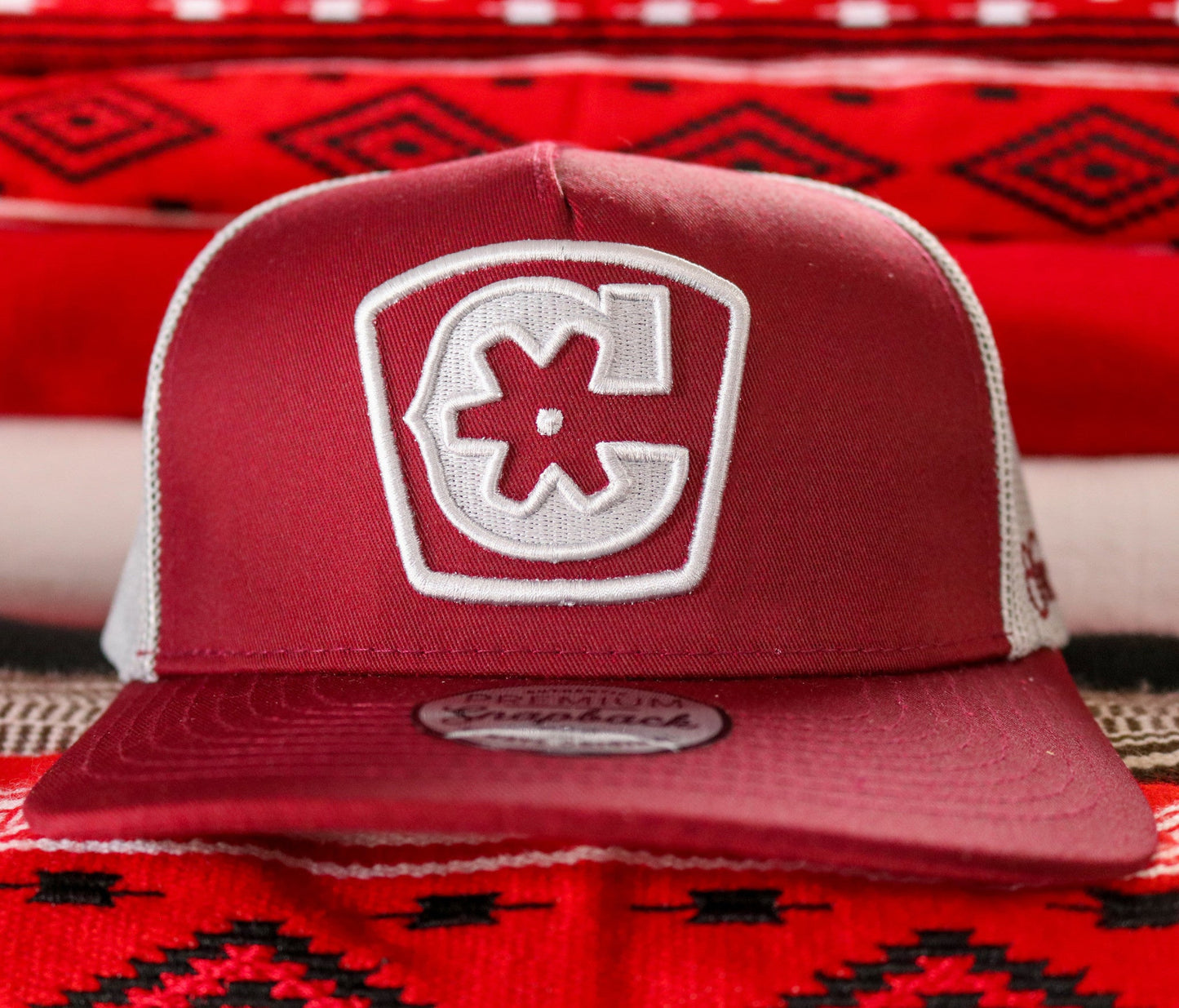 Maroon "C" Logo Charros Original Curve Hat - M - Royal Saddles - Charros Original Hats