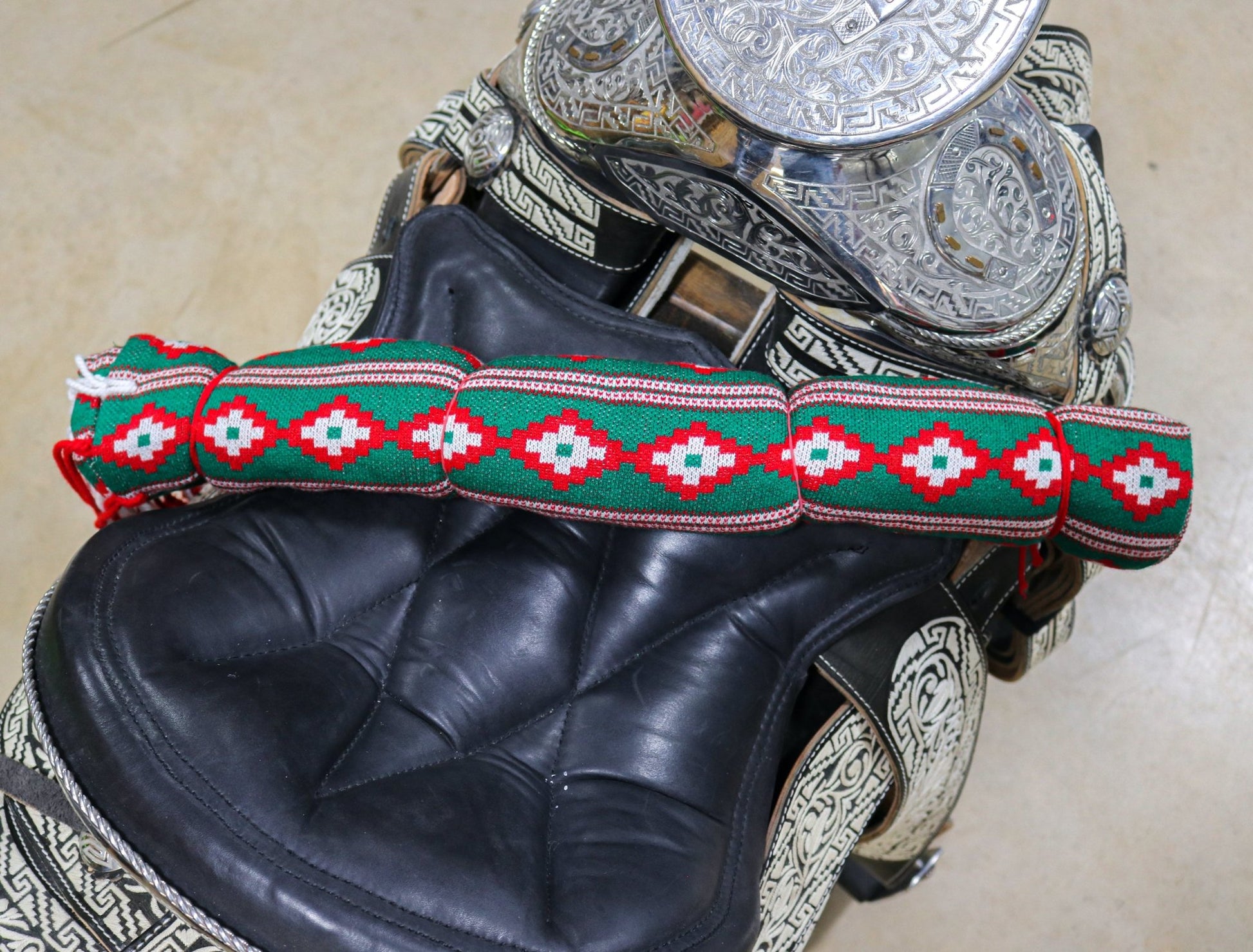 MX Green Greca Sarape Charro Horse Saddle - M - Royal Saddles - Sarapes