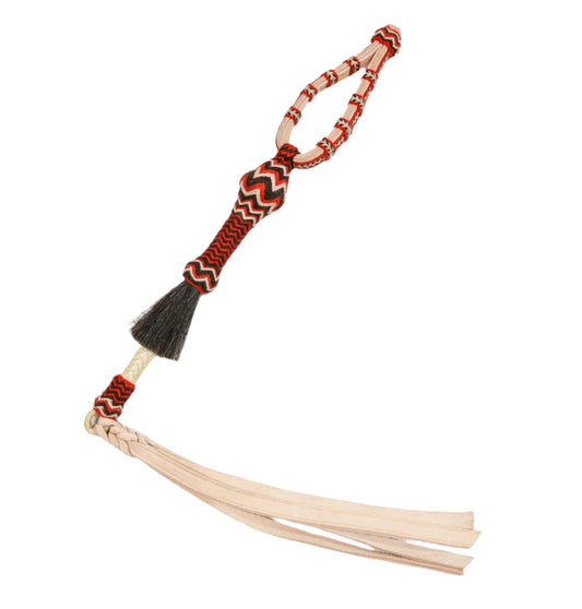 Orange Braided Chomite Leather Quirt Cuarta Charra Fina - M - Royal Saddles - Charro Whips/Cuartas