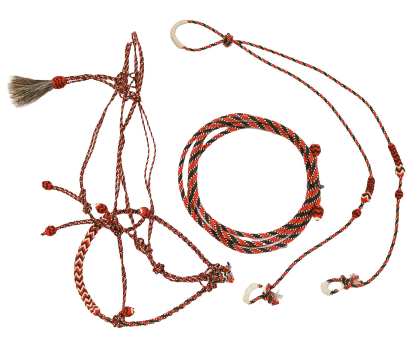 Orange Brown Cabresto Set Cotton Charro Bosal Set - M - Royal Saddles - Charro Bozal