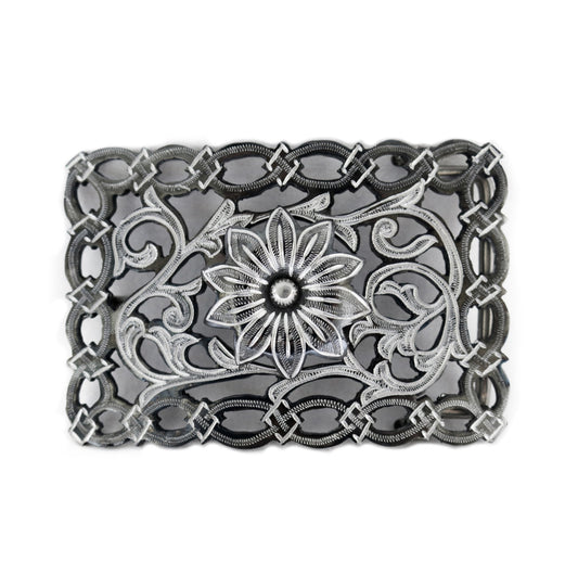 Pavonada Black Charro Belt Buckle Hebilla Charra - M - Royal Saddles - Belts/Buckles