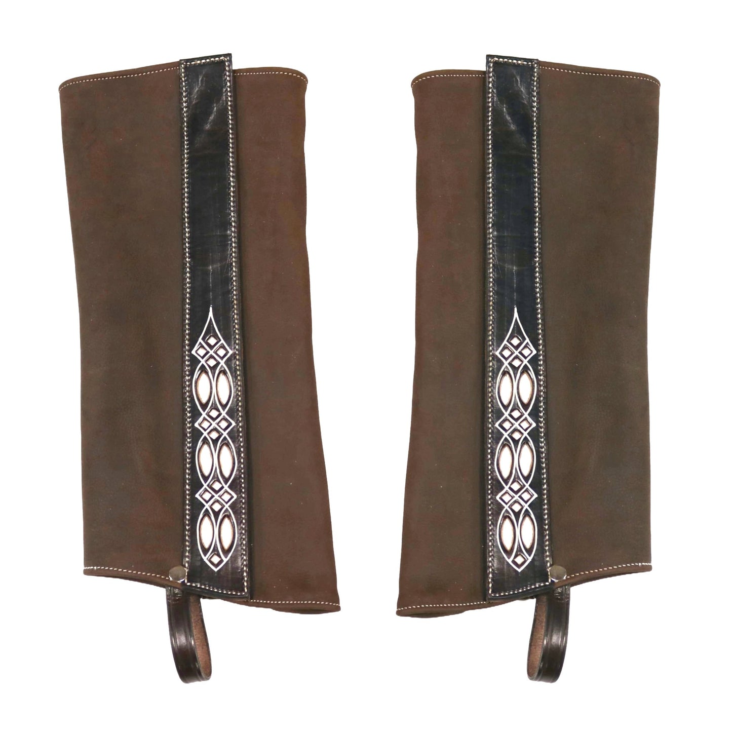 Polainas Cafe Ovalos (M) Charro Brown Half Chaps - M - Royal Saddles - Charro Polainas/Chaps