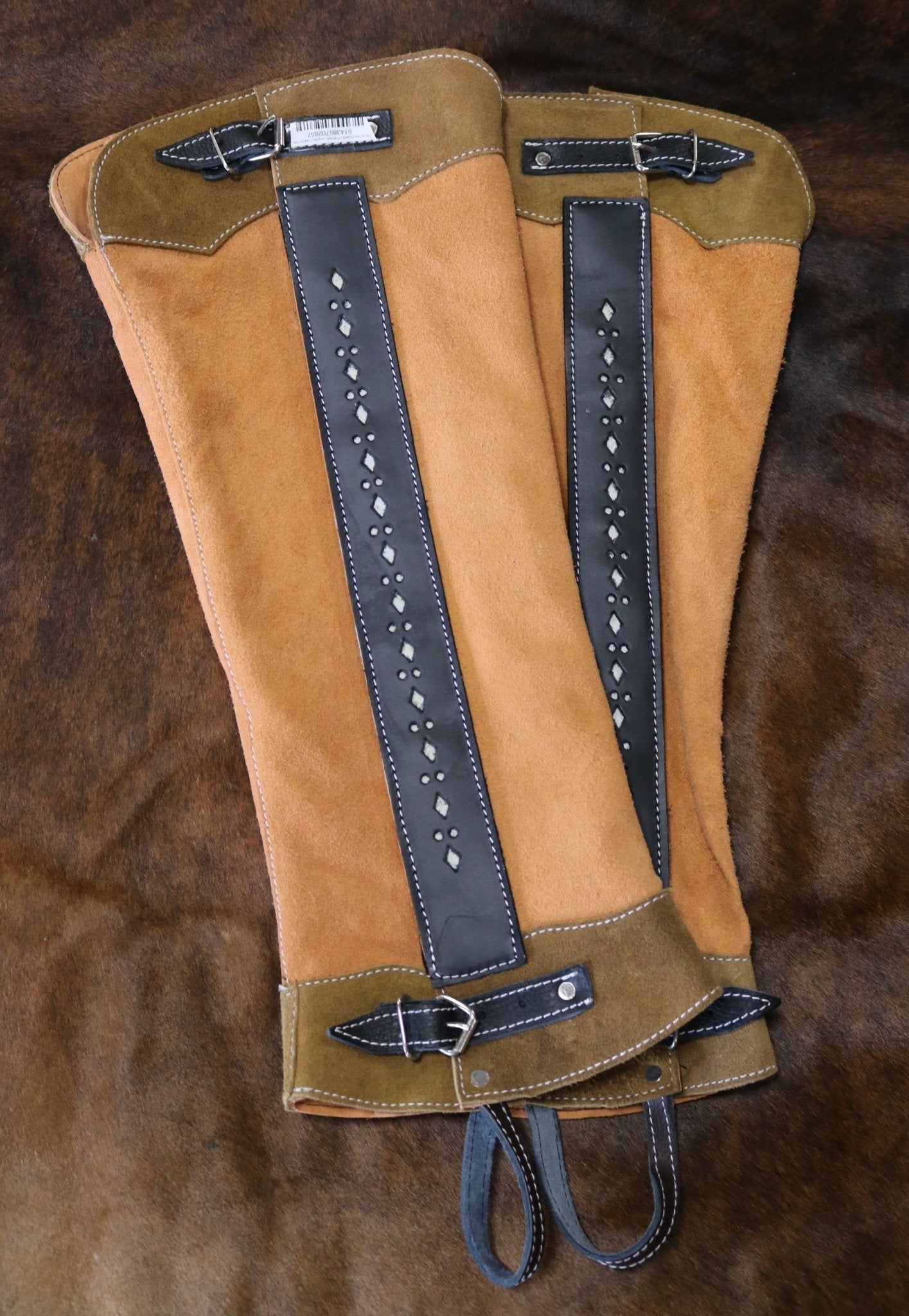 Polainas Suede Charras Largas Diseno Half Chaps - M - Royal Saddles - Charro Polainas/Chaps