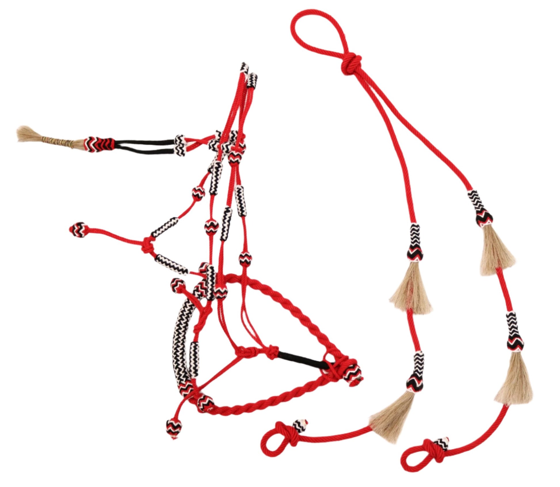 Red Bosalillo Charro de Algodon Cotton Bosal Set - M - Royal Saddles - Charro Bozal