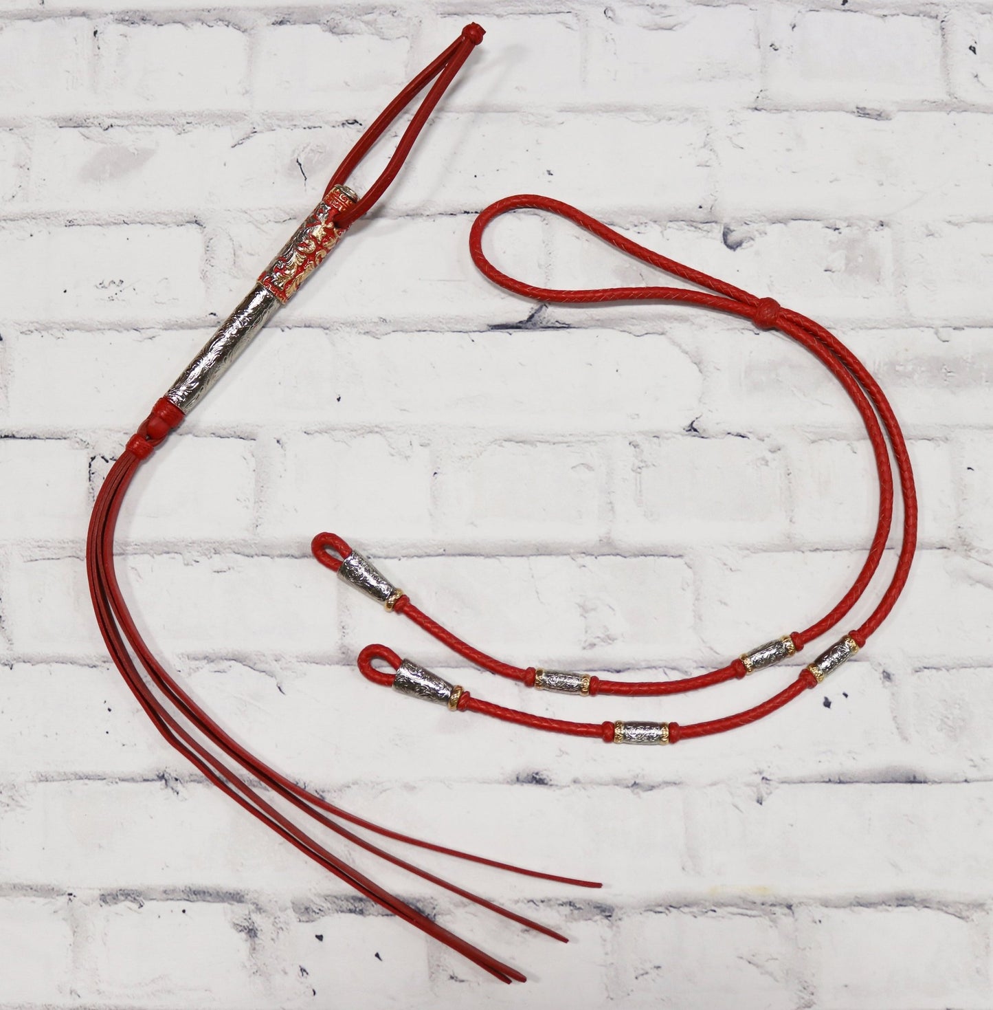 Red Charro Juego Riendas Bosal De Gala Fino Horse - M - Royal Saddles - Charro Whips/Cuartas