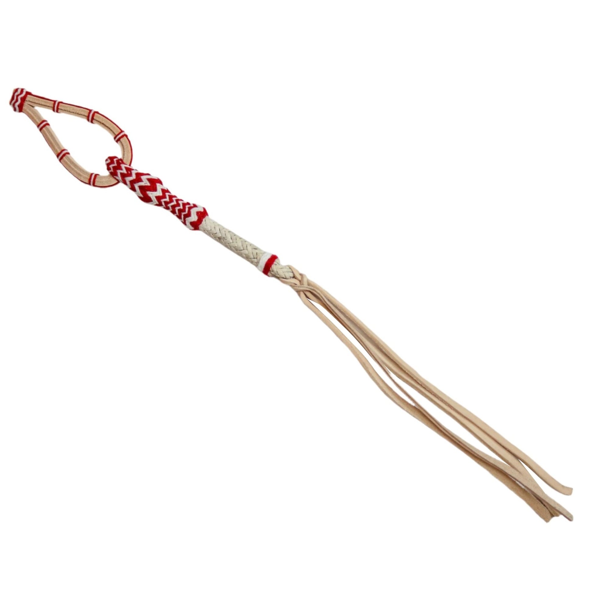 Red Charro Quirt Leather Cuarta Chomite Roja - M - Royal Saddles - Charro Whips/Cuartas