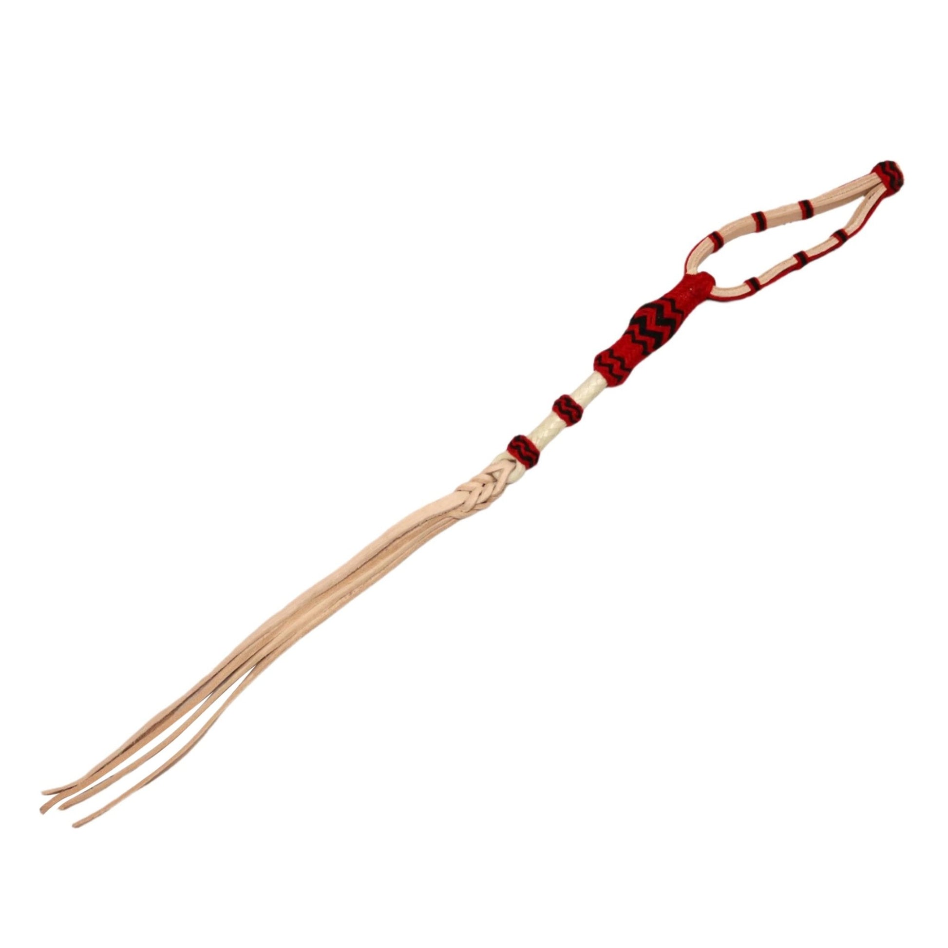 Red Chomite Charro Leather Cuarta Cotton Quirt - M - Royal Saddles - Charro Whips/Cuartas