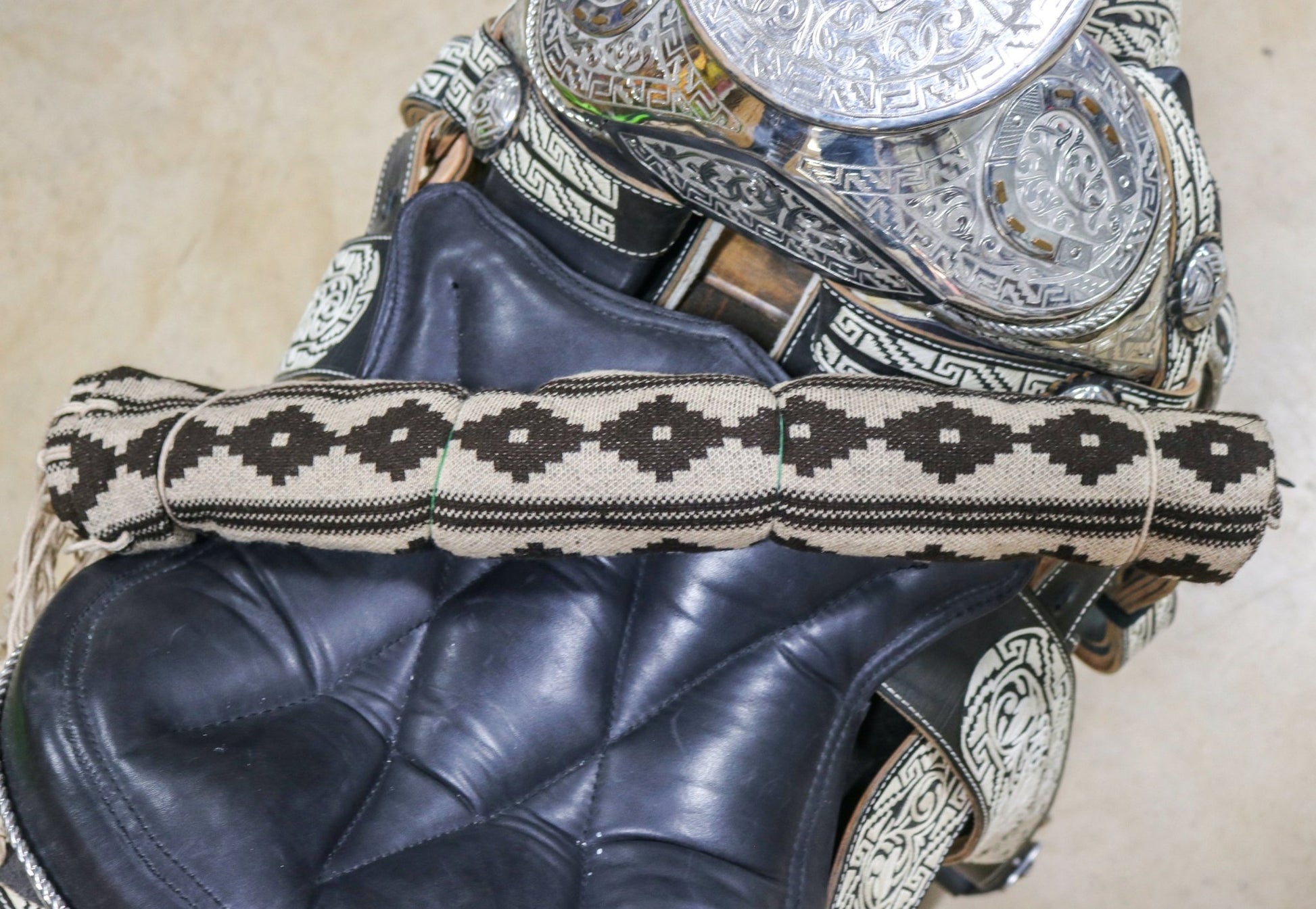 Tan Greca Brown Sarape Charro Horse Saddle - M - Royal Saddles - Sarapes