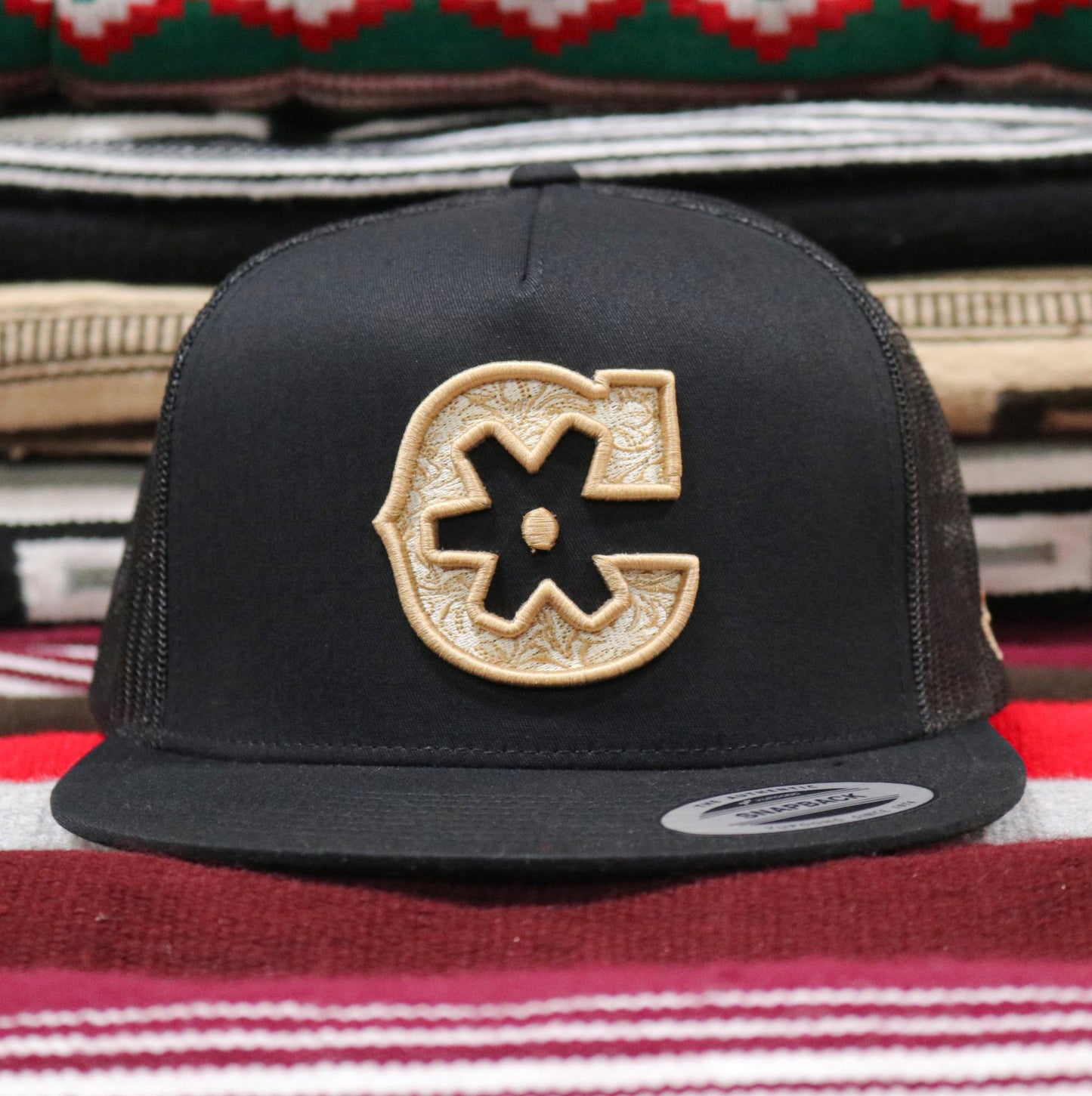 Tooled Floral Original "C" Trucker Hat - M - Royal Saddles - Charros Original Hats