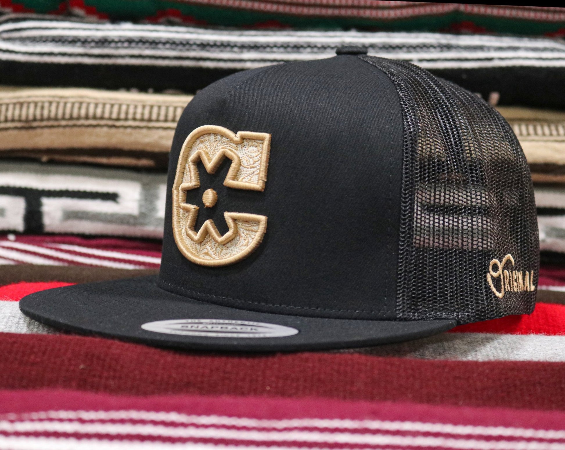 Tooled Floral Original "C" Trucker Hat - M - Royal Saddles - Charros Original Hats