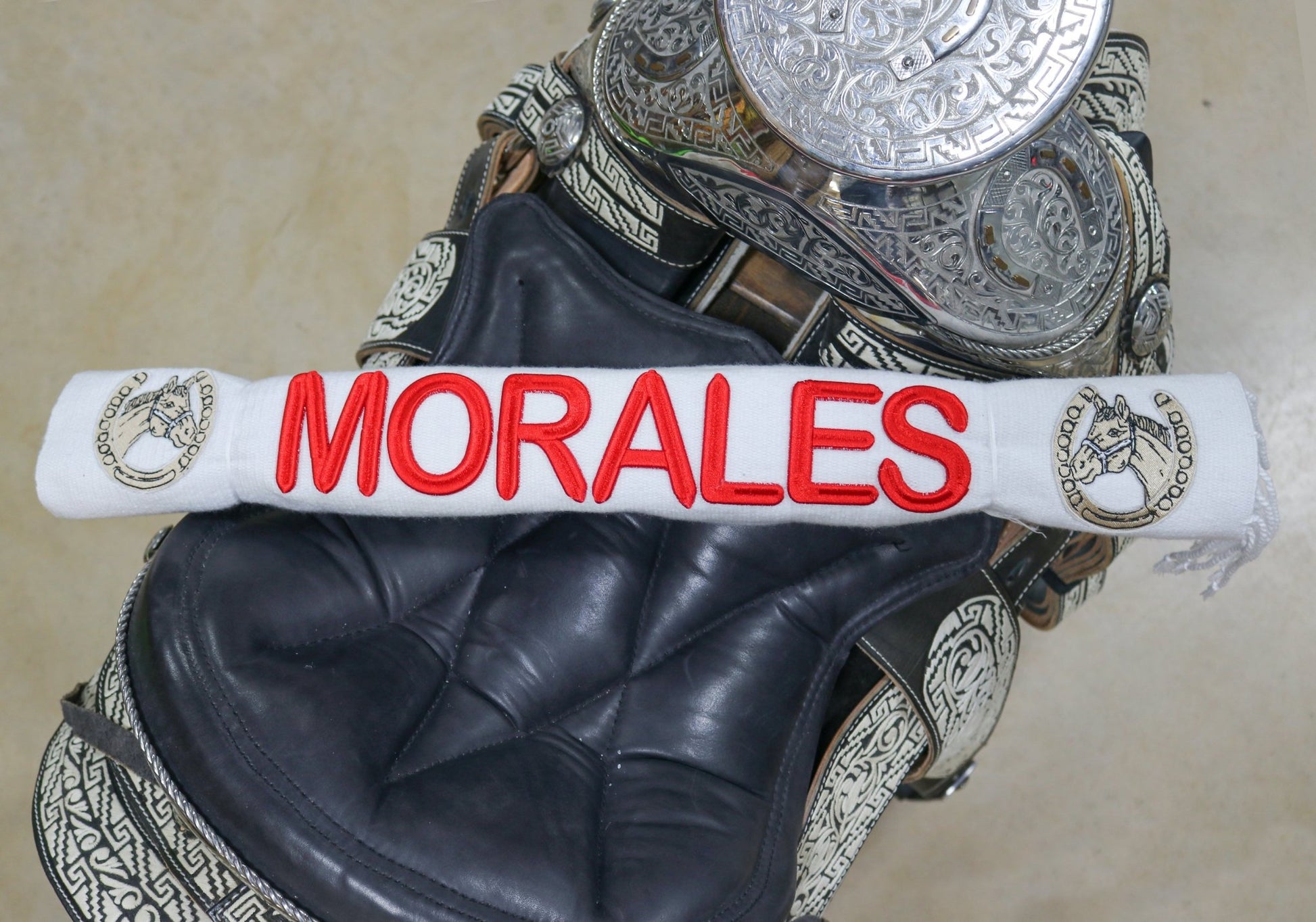 White Charro Saddle Morales Sarape Lienzo - M - Royal Saddles - Sarapes